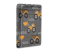 Ksajwzf Porte-cartes de crédit en cuir fin et pince à billets Machines de construction de voitures Portefeuille RFID pour homme et femme Camion Tracteur