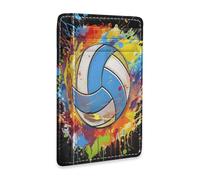 Ksajwzf Porte-cartes de crédit en cuir fin et pince à billets pour volley-ball avec blocage RFID pour homme et femme