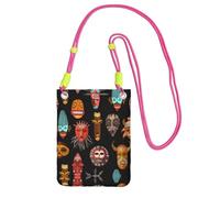 KSANNNS African Ritual Sac messager imprimé avec masques ethniques tribaux compacts et légers adaptés pour les voyages quotidiens, les trajets et le shopping, Fuchsia, Taille unique