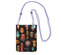 KSANNNS African Ritual Sac messager imprimé avec masques ethniques tribaux compacts et légers adaptés pour les voyages quotidiens, les trajets et le shopping, violet, Taille unique