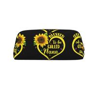 KSANNNS Blessed to Be Called Nana Sac de papeterie portable simple imprimé tournesol, léger et spacieux, boîte de rangement pour l'école et le bureau, doré, Taille unique, Trousse de maquillage