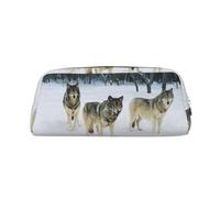 KSANNNS Élégant sac de papeterie portable simple imprimé loup, léger et spacieux, boîte de rangement pour fournitures scolaires, bureau, Argenté., Taille unique, Trousse de maquillage