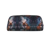 KSANNNS Fox On The Galaxy Sac de papeterie portable simple imprimé, léger et spacieux, boîte de rangement pour fournitures scolaires et de bureau, doré, Taille unique, Trousse de maquillage