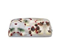 KSANNNS Guirlande de Noël avec lumières imprimées, sac de papeterie portable, léger et spacieux, boîte de rangement pour fournitures scolaires et de bureau, Argenté., Taille unique, Trousse de