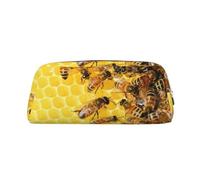 KSANNNS Honey Bees Sac de papeterie portable simple et léger avec imprimé abeilles, Argenté., Taille unique, Trousse de maquillage
