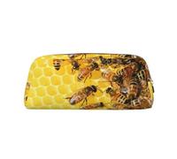 KSANNNS Honey Bees Sac de papeterie portable simple et léger avec imprimé abeilles, doré, Taille unique, Trousse de maquillage