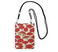 KSANNNS Le sac à bandoulière imprimé champignon rouge blanc compact et léger est adapté pour les voyages quotidiens, les trajets et le magasinage, Noir , Taille unique