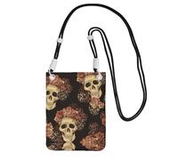 KSANNNS Le sac à bandoulière imprimé crâne rose compact et léger est adapté pour les voyages quotidiens, les trajets et le magasinage, Noir , Taille unique