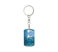 KSANNNS Porte-clés rectangulaire en métal imprimé fleur blanche, convient pour diverses occasions, Beluga mignon, taille unique