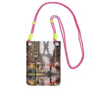 KSANNNS Rainy Street In Paris Sac messager compact et léger imprimé est adapté pour les voyages quotidiens, les trajets et le magasinage, Fuchsia, Taille unique