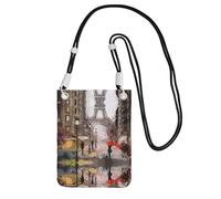 KSANNNS Rainy Street In Paris Sac messager compact et léger imprimé est adapté pour les voyages quotidiens, les trajets et le magasinage, Noir , Taille unique