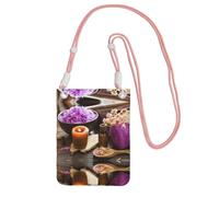 KSANNNS Sac à bandoulière compact et léger avec motif fleur de lavande et sel de spa, adapté pour les voyages quotidiens, les trajets et le shopping, rose, Taille unique