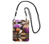 KSANNNS Sac à bandoulière compact et léger avec motif fleur de lavande et sel de spa, adapté pour les voyages quotidiens, les trajets et le shopping, Noir , Taille unique