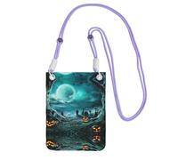 KSANNNS Sac à bandoulière compact et léger imprimé citrouille cimetière d'horreur adapté pour les voyages quotidiens, les trajets et le shopping, violet, Taille unique