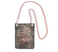 KSANNNS Sac à bandoulière imprimé compact et léger avec motif mur de briques usées anciennes, adapté pour les voyages quotidiens, les trajets et le magasinage, rose, Taille unique