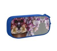 KSANNNS Sac à crayons avec fermeture éclair double couche imprimé bouquet lilas grande capacité, bleu, Taille unique, Sac à dos d'école