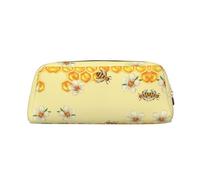 KSANNNS Sac de papeterie portable simple imprimé abeille dans une fleur, léger et spacieux, boîte de rangement pour fournitures scolaires, bureau, doré, Taille unique, Trousse de maquillage
