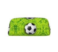 KSANNNS Sac de papeterie portable simple imprimé ballon de football sur l'herbe, léger et spacieux, boîte de rangement pour fournitures scolaires, bureau, Argenté., Taille unique, Trousse de