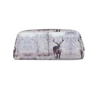 KSANNNS Sac de papeterie portable simple imprimé cerf d'hiver, léger et spacieux, boîte de rangement pour fournitures scolaires, bureau, doré, Taille unique, Trousse de maquillage
