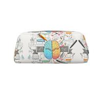 KSANNNS Sac de papeterie portable simple imprimé cerveau humain, léger et spacieux, boîte de rangement pour fournitures scolaires, bureau, doré, Taille unique, Trousse de maquillage