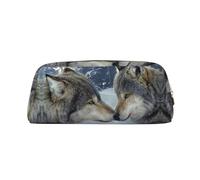 KSANNNS Sac de papeterie portable simple imprimé loup baiser en hiver, léger et spacieux, boîte de rangement pour fournitures scolaires, bureau, doré, Taille unique, Trousse de maquillage