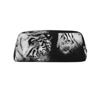KSANNNS Sac de papeterie portable simple imprimé sur le thème de l'amour, couple Tigers Colesed, léger et spacieux, boîte de rangement pour fournitures scolaires et de bureau, Argenté., Taille unique