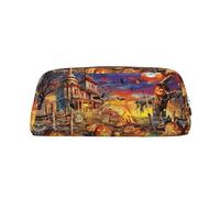 KSANNNS Sac de papeterie portable simple imprimé tête de mort d'Halloween, léger et spacieux, boîte de rangement pour fournitures scolaires, bureau, Argenté., Taille unique, Trousse de maquillage