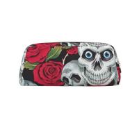 KSANNNS Sac de papeterie portable simple imprimé tête de mort rose, léger et spacieux, boîte de rangement pour fournitures scolaires, bureau, doré, Taille unique, Trousse de maquillage