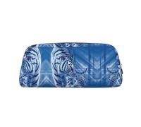 KSANNNS Sac de papeterie portable simple imprimé tigre blanc, léger et spacieux, boîte de rangement pour fournitures scolaires et de bureau, Argenté., Taille unique, Trousse de maquillage