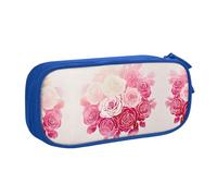 KSANNNS Sac de rangement à fermeture éclair double couche avec imprimé bouquet de roses, bleu, Taille unique, Sac à dos d'école