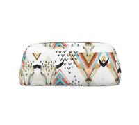 KSANNNS Sac de rangement simple et portable avec imprimé géométrique et tête de mort de vache, léger et spacieux, pour l'école, le bureau, doré, Taille unique, Trousse de maquillage