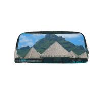 KSANNNS Tahiti Beach Sac de papeterie portable simple imprimé léger et spacieux pour l'école, le bureau, boîte de rangement, Argenté., Taille unique, Trousse de maquillage