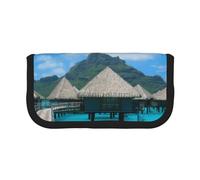 KSANNNS Tahiti Beach Trousse à crayons en toile imprimée durable pour l'apprentissage et les cosmétiques