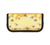 KSANNNS Trousse à crayons en toile imprimée de fleurs de lavande, trousse d'apprentissage durable et cosmétique, Abeille dans une fleur, Taille unique, Trousse de toilette