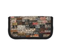 KSANNNS Trousse à crayons en toile imprimée de papillons et de fleurs - Résistante - Pour l'apprentissage et les cosmétiques - Gris sarcelle, Ancienne plaque d'immatriculation, Taille unique, Trousse