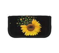 KSANNNS Trousse à crayons en toile imprimée Weed avec tournesol, trousse d'apprentissage durable et cosmétique, Herbe avec tournesol, Taille unique, Trousse de toilette