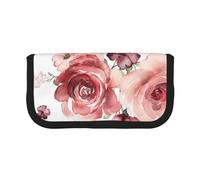 KSANNNS Une trousse à crayons en toile imprimée verre de cocktail, trousse d'apprentissage durable et cosmétique, Roses en fleurs, Taille unique, Trousse de toilette