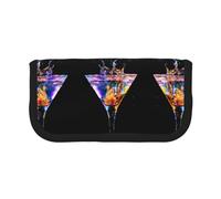 KSANNNS Une trousse à crayons en toile imprimée verre de cocktail, trousse d'apprentissage durable et cosmétique, Un verre de cocktail, Taille unique, Trousse de toilette