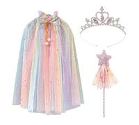 KSBBHDS 1 Cape Shiny, Stick 1 Étoiles Et 1 Bandeau De La Couronne, Accessoires De Cosplay, Costume De Fête des Filles.