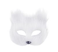 KSBBHDS 1 masque de renard en peluche, accessoire de costume d'animal, masque de mascarade, masque en plastique, accessoire de cosplay pour fête, banquet ou danse (blanc)