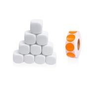 KSBBHDS 10 Morceaux De Dés Blancs Et 1 Autocollant D'Étiquette À Rouleau, Matériaux De DIY en Dés, Dés Vierge, Accessoires De Jeu.