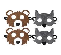 KSBBHDS 2 Morceaux De Masques d'ours Brun Et 2 Morceaux De Gros Masques De Gros Loup, Jouets pour Enfants, Accessoires De Performance, Accessoires De Costumes De Fête.