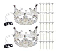 KSBBHDS 2 Pièces Couronnes Et 25 Bouchons, Décorations De Gâteaux, Fournitures De Fête d'anniversaire, Plug-Ins Mignons Créatifs.