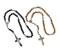 KSBBHDS 2 Pièces De Chaînes Croisées en Bois, Chaînes Catholiques pour Hommes, Bijoux Religieux, Cadeaux De Prières Pieuses.