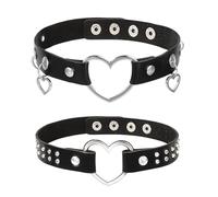 KSBBHDS 2 Pièces De Colliers d'amour Noirs, Colliers De Style Punk Gothique, Accessoires De Personnalité À La Mode, Vêtements À La Mode Et Accessoires Assortis.