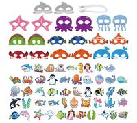 KSBBHDS 20 Morceaux De Cordes De Masque Animal Marin Et 50 Autocollants, Jouets pour Enfants, Accessoires De Jeu De Rôle, Fournitures De Déguisation De Fête.
