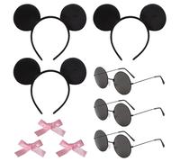 KSBBHDS 3 Pièces Bandons d'oreille De Souris, 3 Lunettes De Pièces, 3 Pièces Coiffes De Poils, Costumes Mignons, Accessoires De Jeu Créatifs, Accessoires De Cheveux De Fête De Performance.