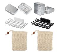 KSBBHDS Boîte À Savon en Aluminium en 2 Pièces Et Boîte À Savon Murale en 2 Pièces, Maille À Bulles 2 Pièces, Fournitures De Salle De Bain, Accessoires De Rangement De Savon.