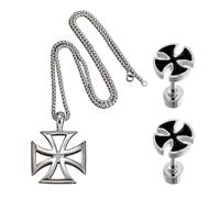 KSBBHDS Collier De Croix 1 Pièce Et 1 Paire De Boucles d'oreilles, Bijoux en Acier Inoxydable, Bijoux À La Mode Et Polyvalents, Accessoires De Style Punk.