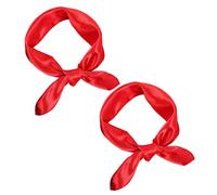 KSBBHDS Lot de 2 Écharpes pour Femme - Bandeau Turban, Écharpe Carrée en Mousseline de Soie, Foulard Rétro Rouge pour Cheveux